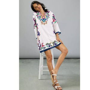 New Anthropologie Olympia Embroidered Tunic Dress by Maeve $188 SMALL